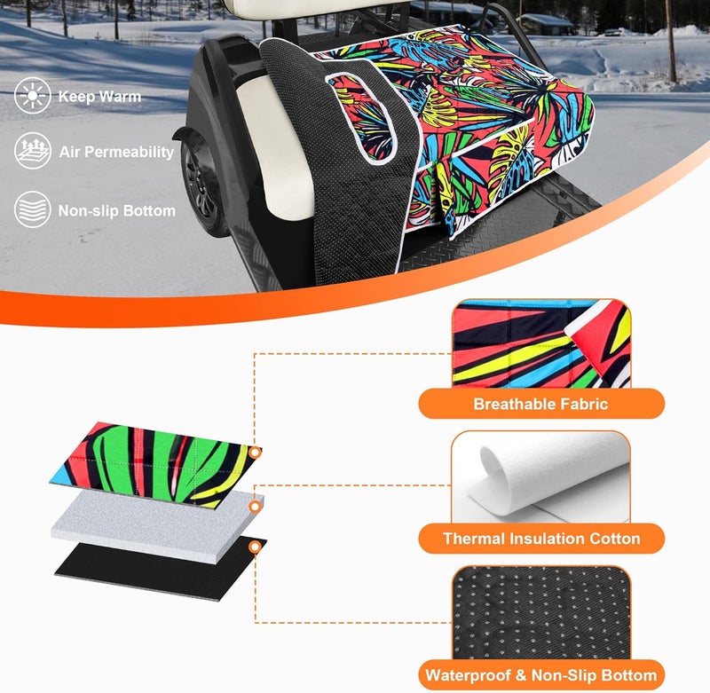 PGmoon Golf Cart Seat Covers, Universal Golf Cart Seat Towel Blanket with 4 Front Pockets & Nonskid Bottom Fits for EZGO, Yamaha, Club Car and More 2 Person Seats Golf Carts - Image 2